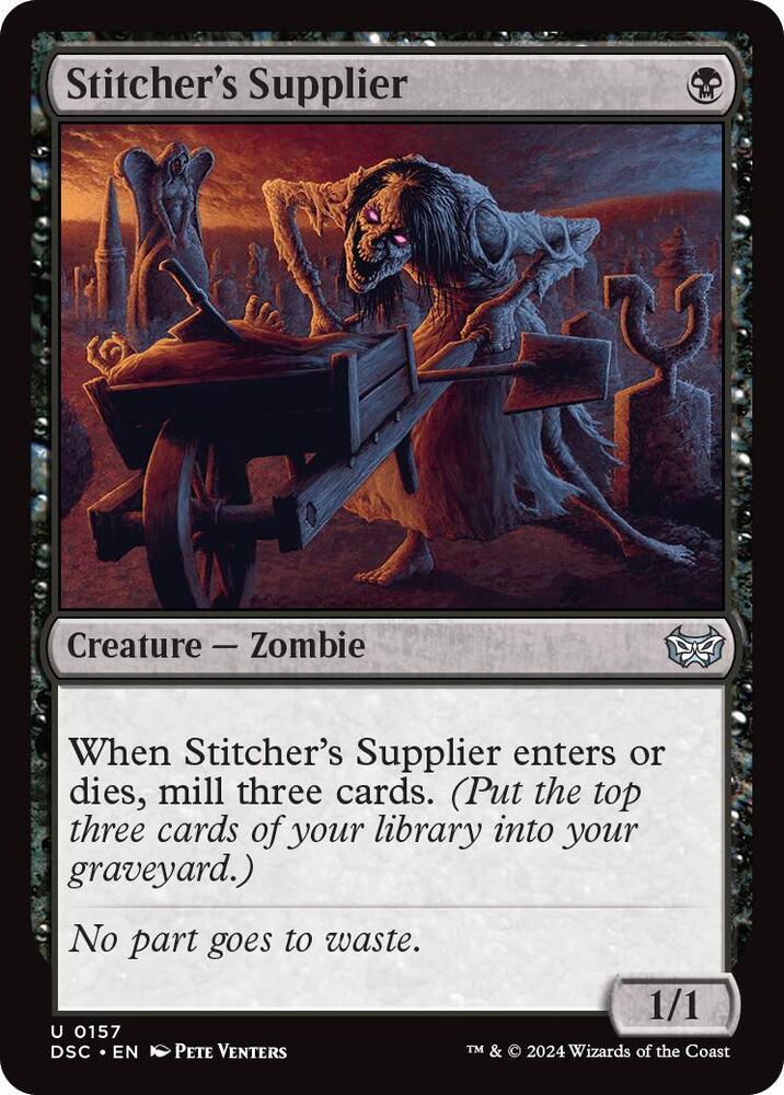 Stitcher's Supplier 157 card from Commander: Duskmourn: House of Horror