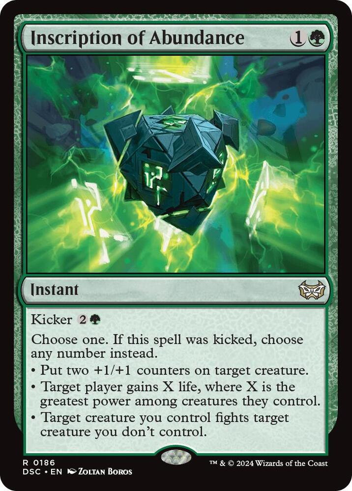 Inscription of Abundance 186 card from Commander: Duskmourn: House of Horror