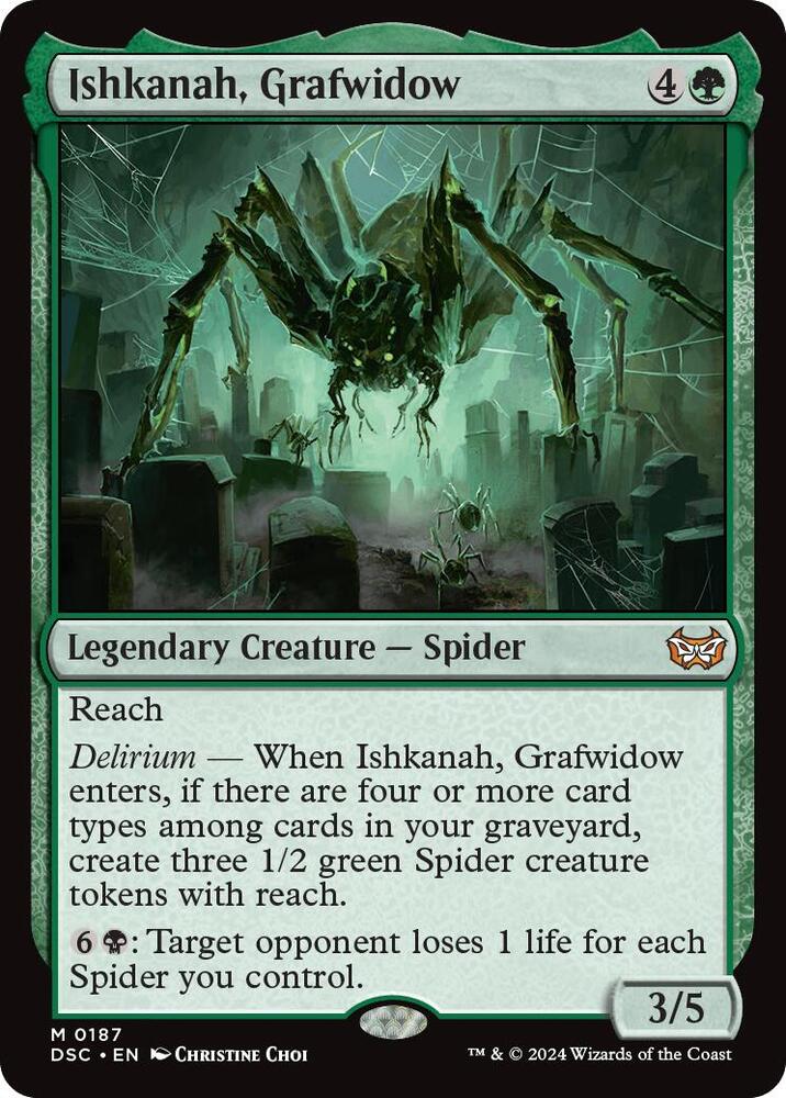 Ishkanah, Grafwidow 187 card from Commander: Duskmourn: House of Horror