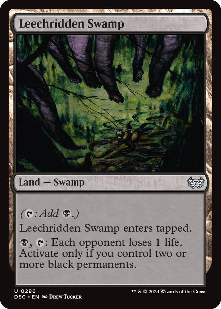 Leechridden Swamp 286 card from Commander: Duskmourn: House of Horror