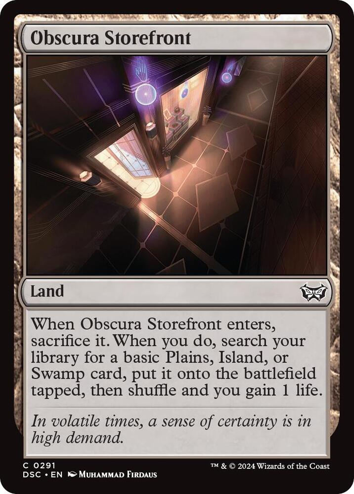 Obscura Storefront 291 card from Commander: Duskmourn: House of Horror