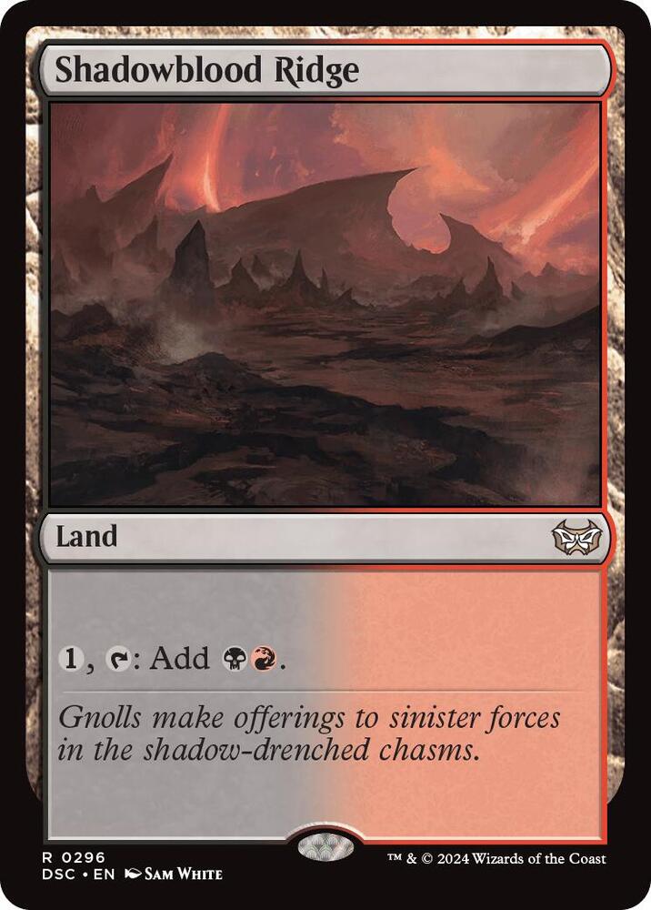 Shadowblood Ridge 296 card from Commander: Duskmourn: House of Horror