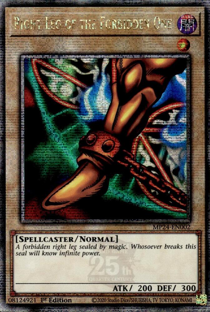 Right Leg of the Forbidden One (Quarter Century Secret Rare) MP24-EN002 card from 25th Anniversary Tin: Dueling Mirrors