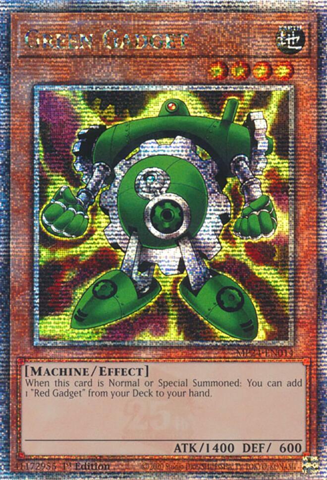 Green Gadget (Quarter Century Secret Rare) MP24-EN014 card from 25th Anniversary Tin: Dueling Mirrors