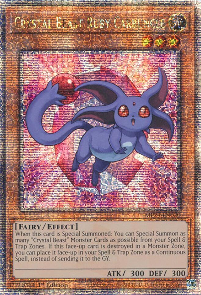 Crystal Beast Ruby Carbuncle (Quarter Century Secret Rare) MP24-EN020 card from 25th Anniversary Tin: Dueling Mirrors