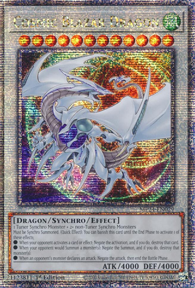 Cosmic Blazar Dragon (Quarter Century Secret Rare) MP24-EN029 card from 25th Anniversary Tin: Dueling Mirrors
