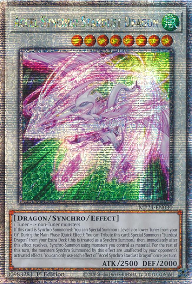 Accel Synchro Stardust Dragon (Quarter Century Secret Rare) MP24-EN030 card from 25th Anniversary Tin: Dueling Mirrors