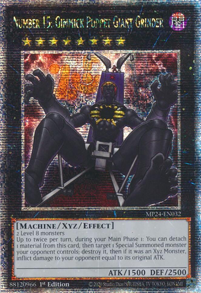 Number 15: Gimmick Puppet Giant Grinder (Quarter Century Secret Rare) MP24-EN032 card from 25th Anniversary Tin: Dueling Mirrors