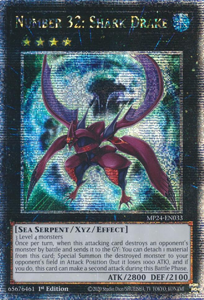 Number 32: Shark Drake (Quarter Century Secret Rare) MP24-EN033 card from 25th Anniversary Tin: Dueling Mirrors