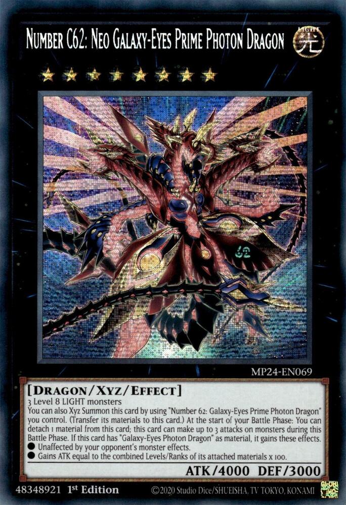Number C62: Neo Galaxy-Eyes Prime Photon Dragon MP24-EN069 card from 25th Anniversary Tin: Dueling Mirrors
