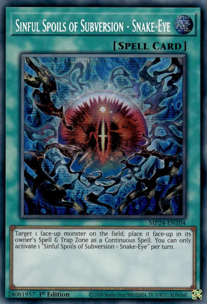 Sinful Spoils of Subversion - Snake-Eye MP24-EN104 card from 25th Anniversary Tin: Dueling Mirrors