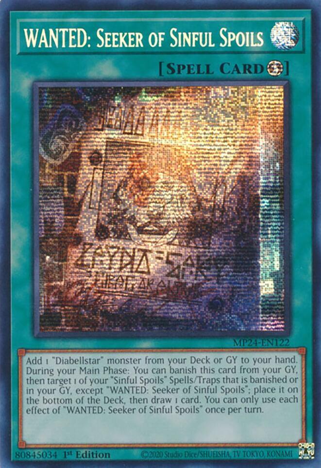WANTED: Seeker of Sinful Spoils MP24-EN122 card from 25th Anniversary Tin: Dueling Mirrors