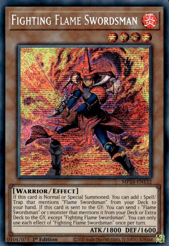 Fighting Flame Swordsman MP24-EN132 card from 25th Anniversary Tin: Dueling Mirrors