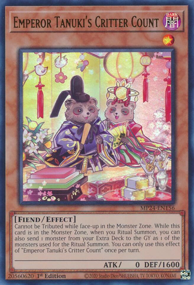Emperor Tanuki's Critter Count MP24-EN156 card from 25th Anniversary Tin: Dueling Mirrors
