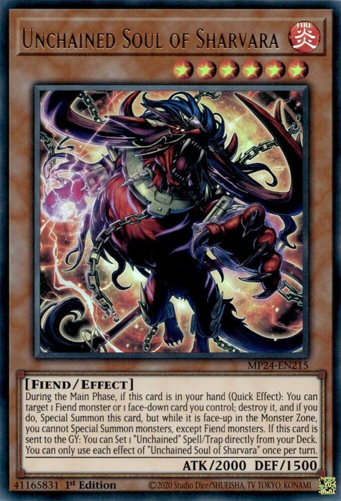Unchained Soul of Sharvara MP24-EN215 card from 25th Anniversary Tin: Dueling Mirrors