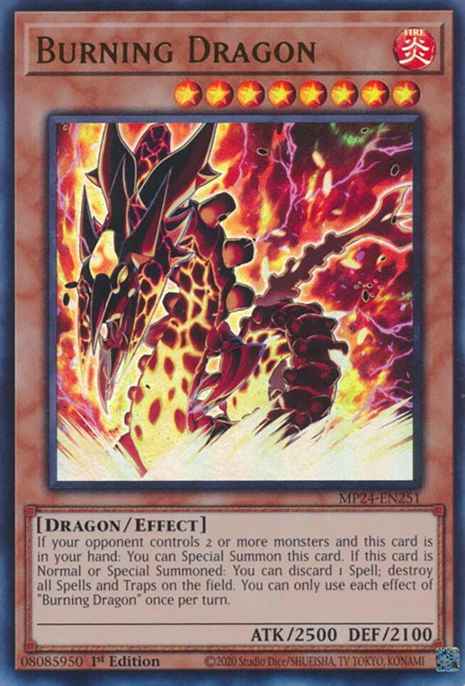 Burning Dragon MP24-EN251 card from 25th Anniversary Tin: Dueling Mirrors