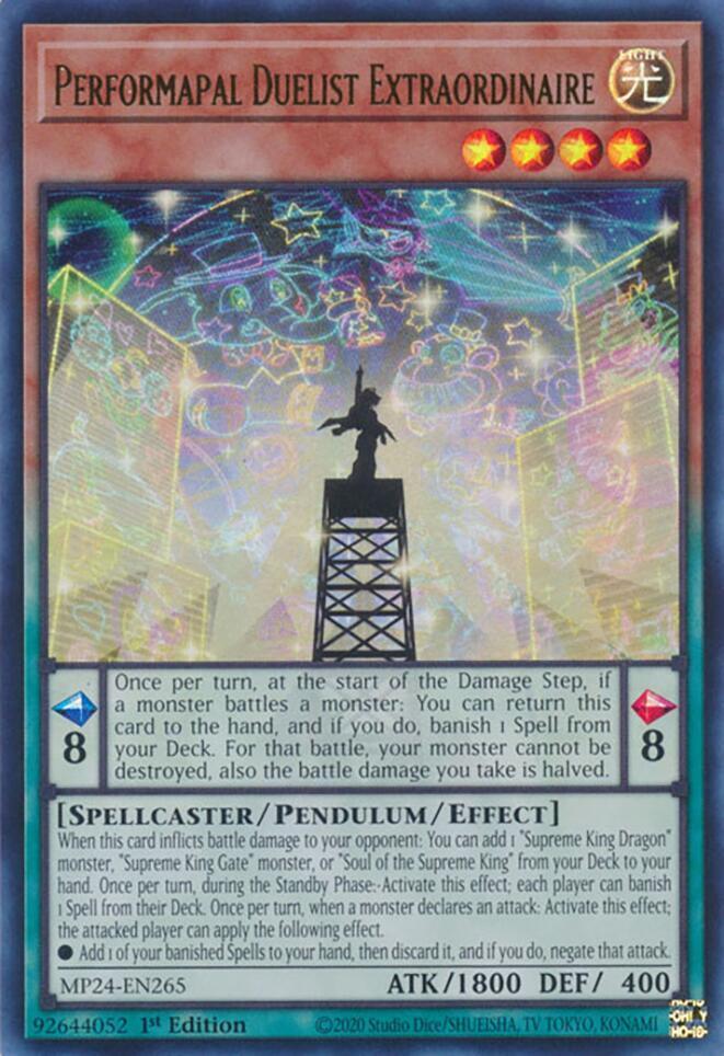 Performapal Duelist Extraordinaire MP24-EN265 card from 25th Anniversary Tin: Dueling Mirrors