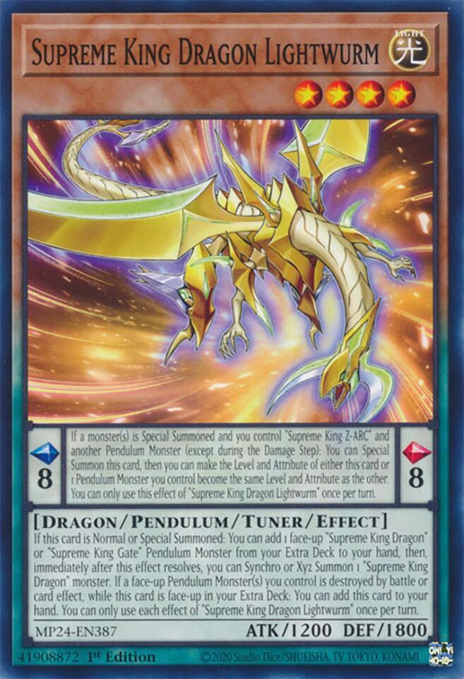 Supreme King Dragon Lightwurm MP24-EN387 card from 25th Anniversary Tin: Dueling Mirrors