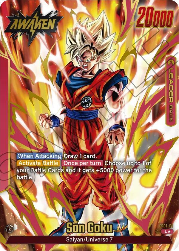 Son Goku (Gold) FS01-01 card from Fusion World Promotion Cards and Packs