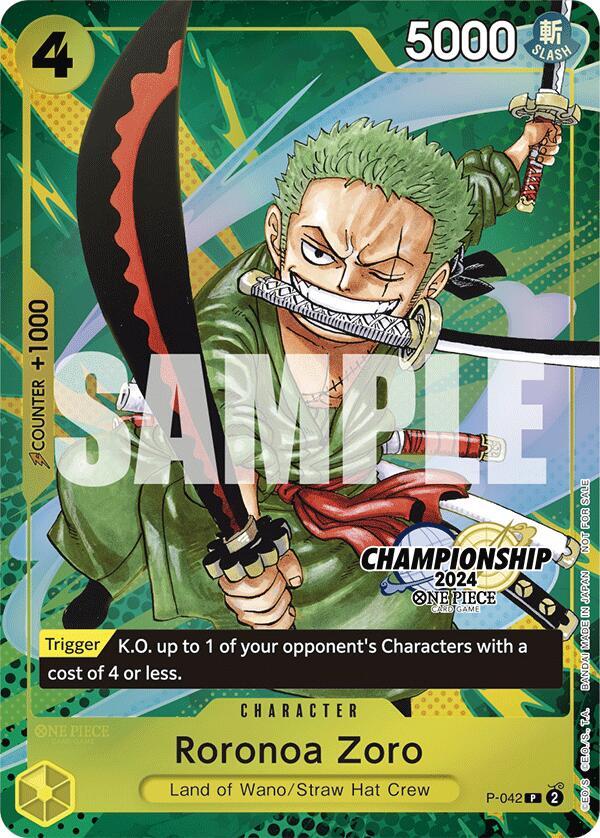 Roronoa Zoro (CS 2024 Event Pack Finalist) P-042 card from One Piece Promotion Cards