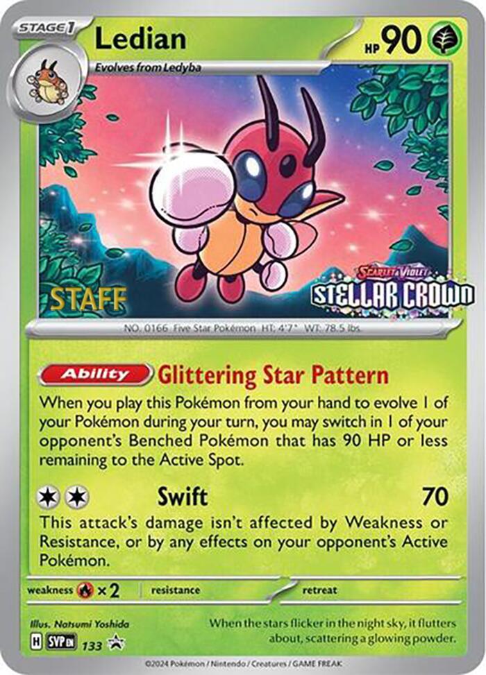 Ledian (Prerelease) [Staff] 133 card from SV: Scarlet & Violet Promo Cards