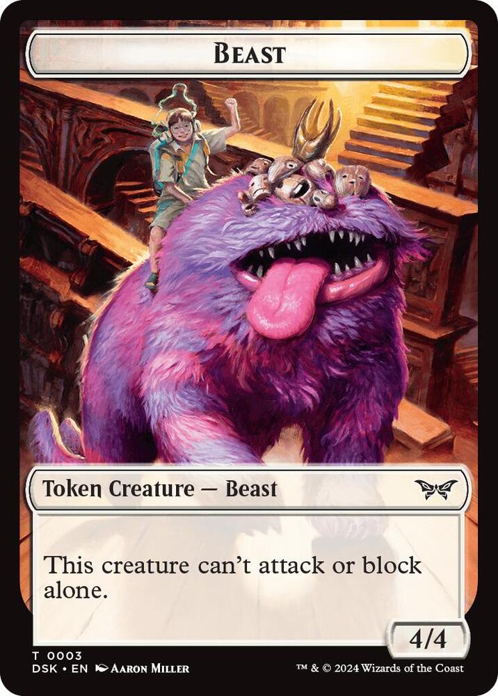 Beast // Manifest Double-Sided Token 3 // 18 card from Duskmourn: House of Horror
