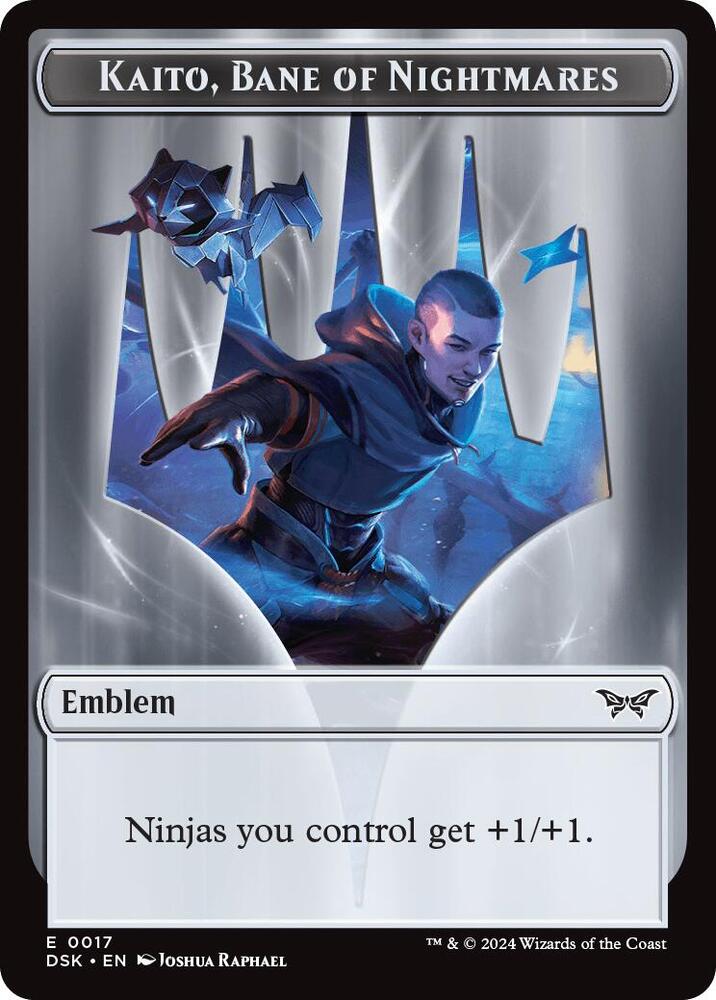 Emblem - Kaito, Bane of Nightmares // Gremlin Double-Sided Token 17 // 11 card from Duskmourn: House of Horror