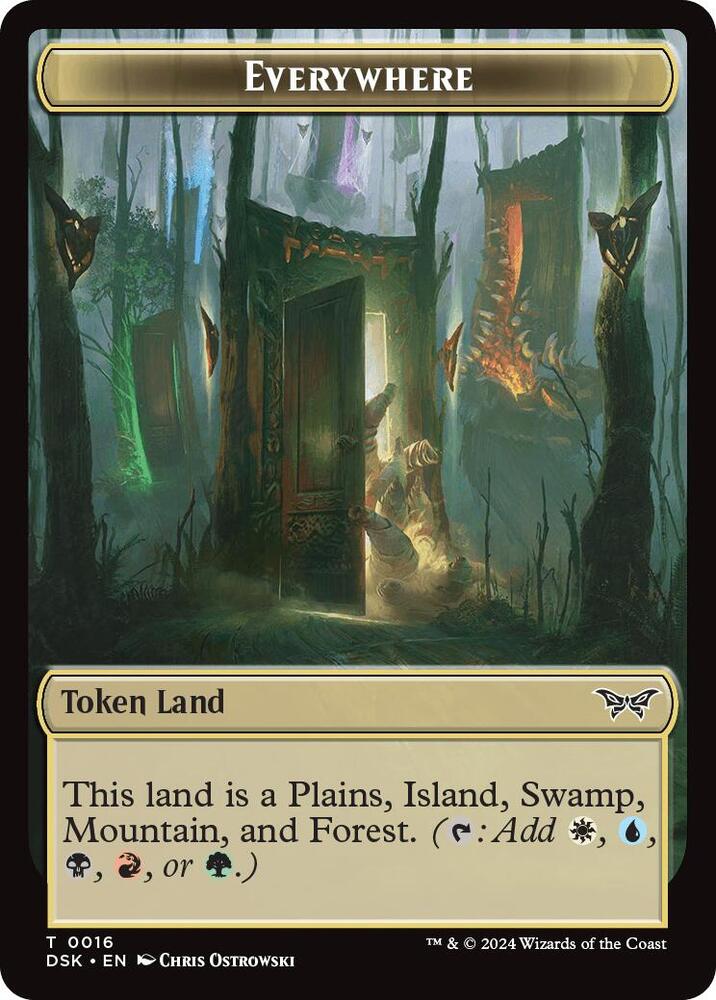 Everywhere // Manifest Double-Sided Token 16 // 18 card from Duskmourn: House of Horror