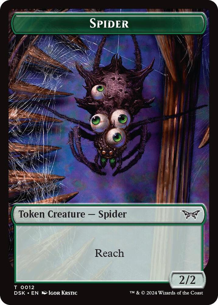 Spider Token 12 card from Duskmourn: House of Horror