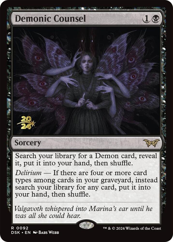 Demonic Counsel 92 card from Prerelease Cards