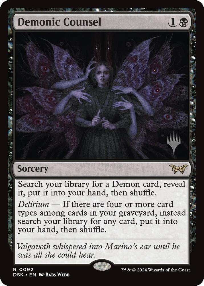 Demonic Counsel 92 card from Promo Pack: Duskmourn: House of Horror