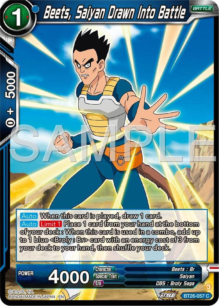 Beets, Saiyan Drawn Into Battle BT26-057 card from Ultimate Advent