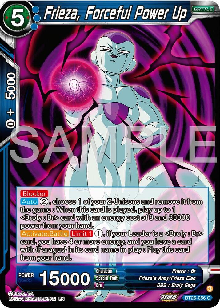 Frieza, Forceful Power Up BT26-056 card from Ultimate Advent