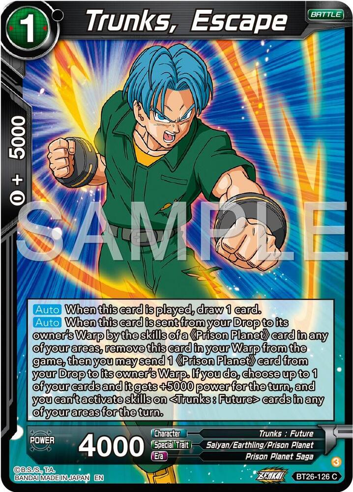 Trunks, Escape BT26-126 card from Ultimate Advent