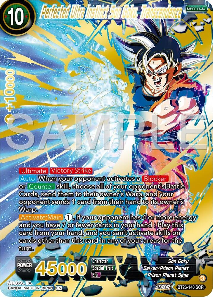 Perfected Ultra Instinct Son Goku, Transcendence BT26-140 card from Ultimate Advent