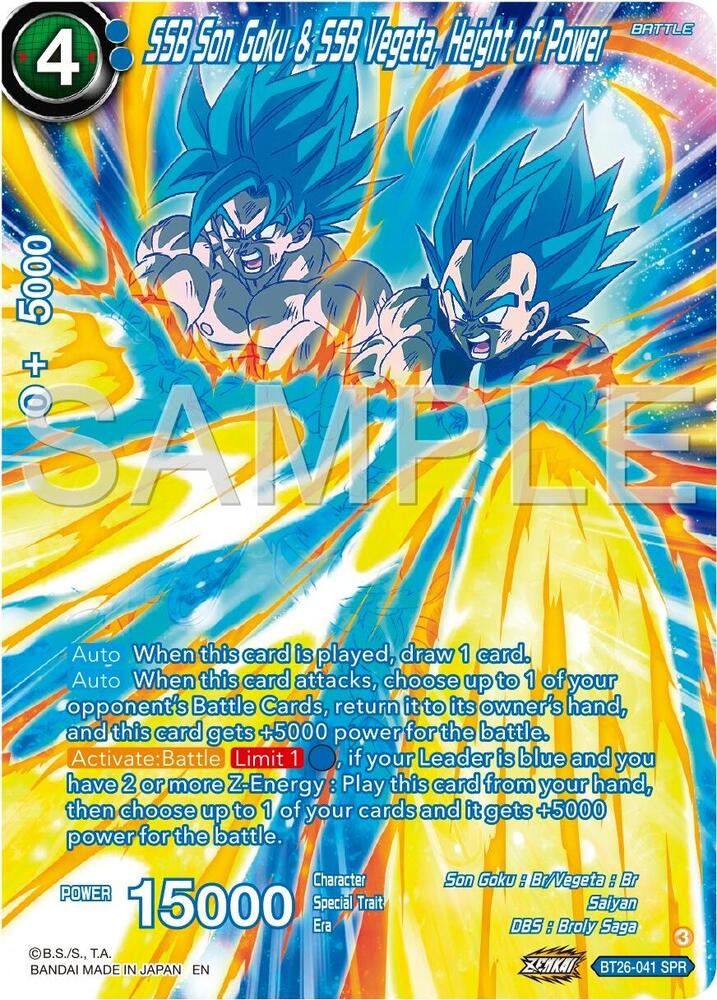 SSB Son Goku & SSB Vegeta, Height of Power (SPR) BT26-041 card from Ultimate Advent
