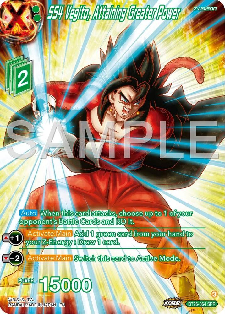 SS4 Vegito, Attaining Greater Power (SPR) BT26-064 card from Ultimate Advent