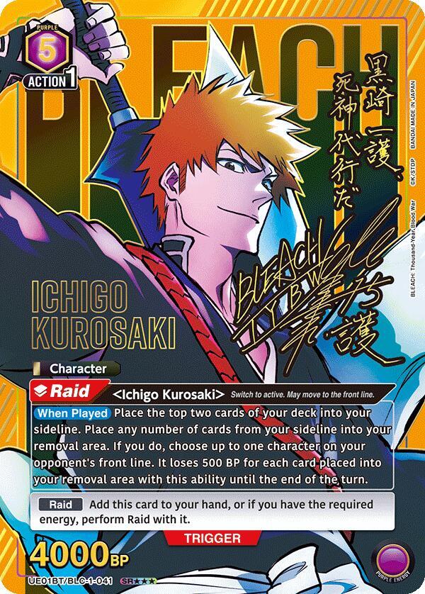 Ichigo Kurosaki (SR***) UE01BT/BLC-1-041 card from UE01BT: BLEACH: Thousand-Year Blood War