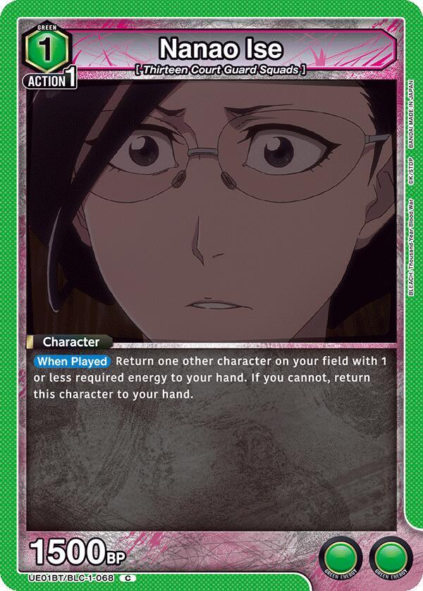 Nanao Ise UE01BT/BLC-1-068 card from UE01BT: BLEACH: Thousand-Year Blood War