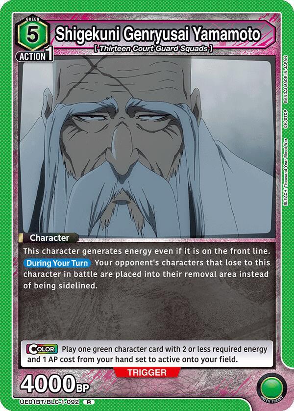 Shigekuni Genryusai Yamamoto UE01BT/BLC-1-092 card from UE01BT: BLEACH: Thousand-Year Blood War