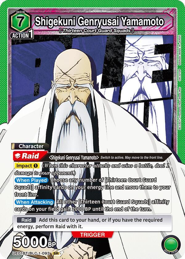 Shigekuni Genryusai Yamamoto UE01BT/BLC-1-093 card from UE01BT: BLEACH: Thousand-Year Blood War