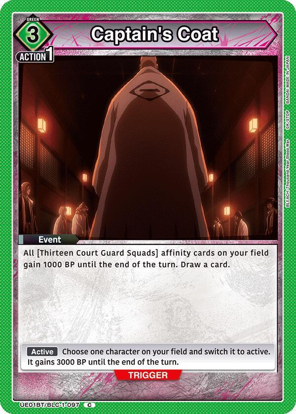 Captain's Coat UE01BT/BLC-1-097 card from UE01BT: BLEACH: Thousand-Year Blood War