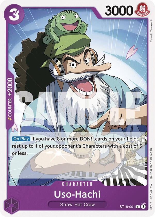 Uso-Hachi ST18-001 card from Starter Deck 18: PURPLE Monkey.D.Luffy