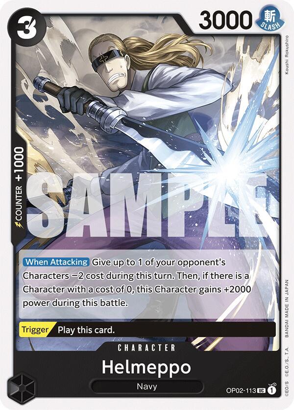 Helmeppo OP02-113 card from Starter Deck 19: BLACK Smoker