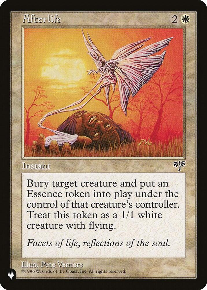 Afterlife card from The List Reprints