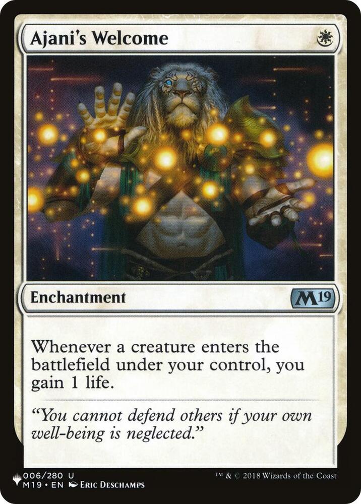 Ajani's Welcome 006/280 card from The List Reprints