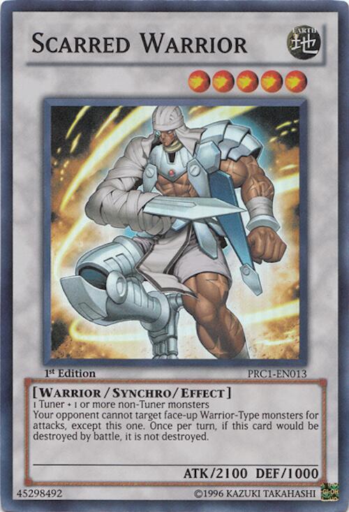 Scarred Warrior PRC1-EN013 card from 2012 Premium Collection Tin