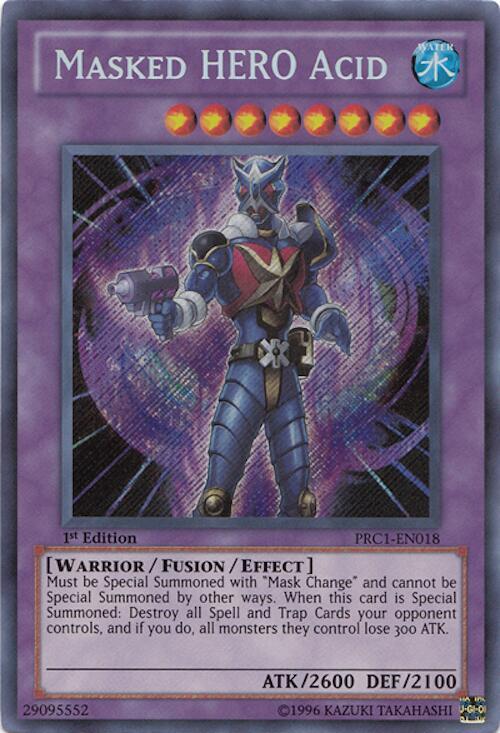 Masked HERO Acid PRC1-EN018 card from 2012 Premium Collection Tin