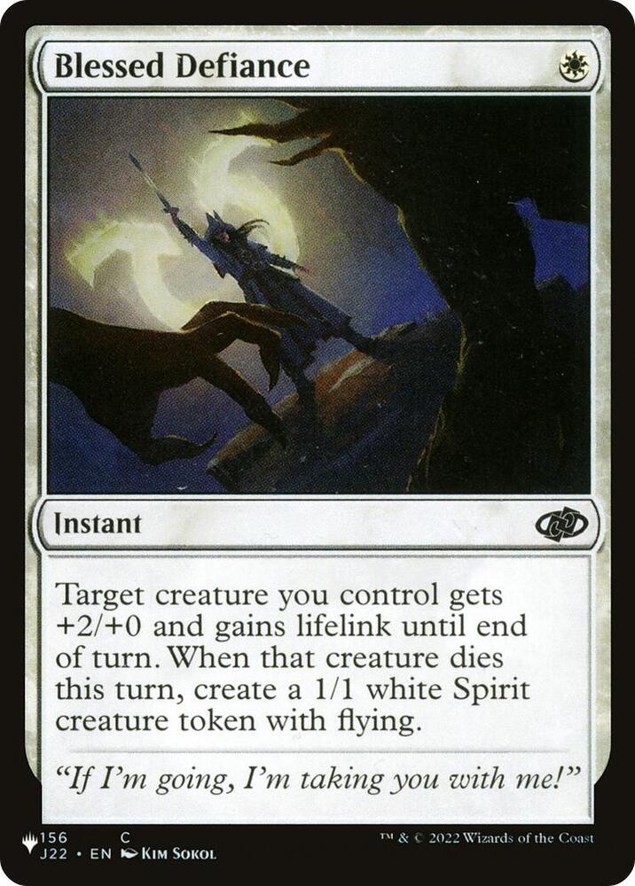 Blessed Defiance 156/051 card from The List Reprints