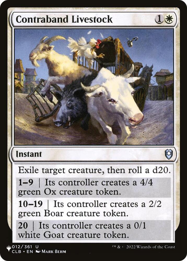 Contraband Livestock 012/361 card from The List Reprints